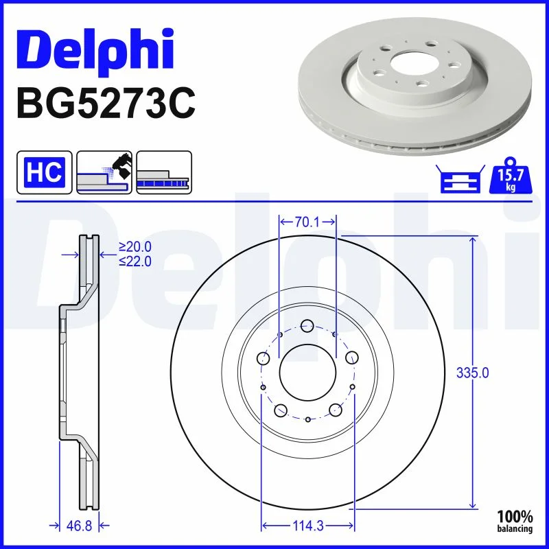 Delphi Jeu de 2 disques de frein peints