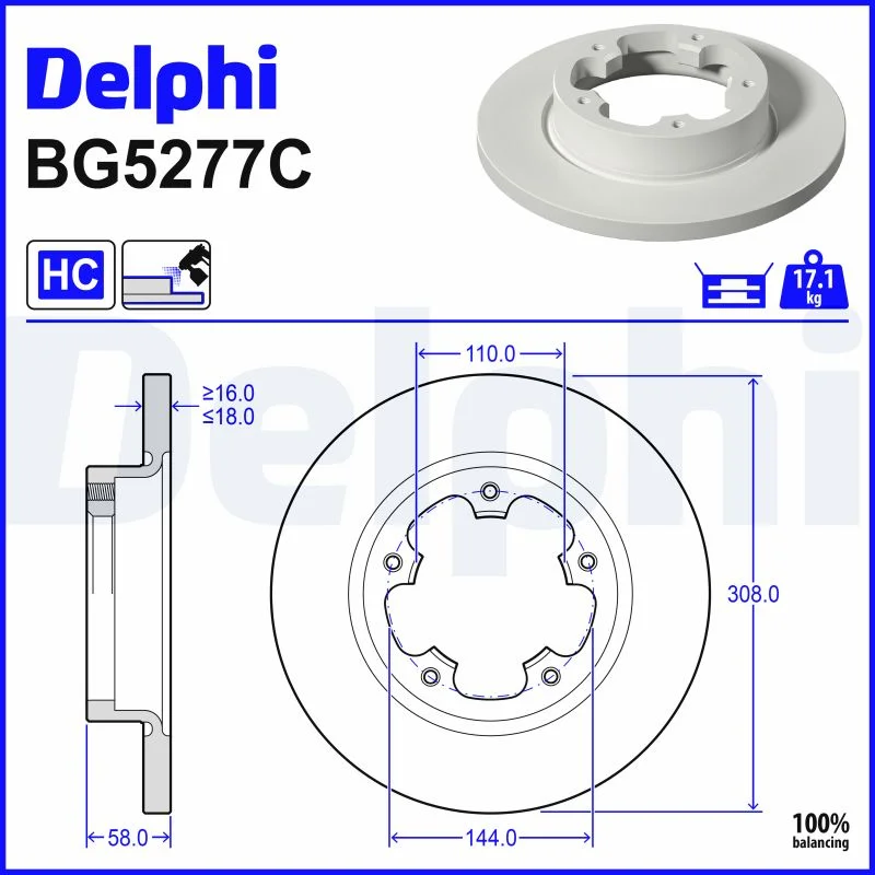 Delphi Jeu de 2 disques de frein peints