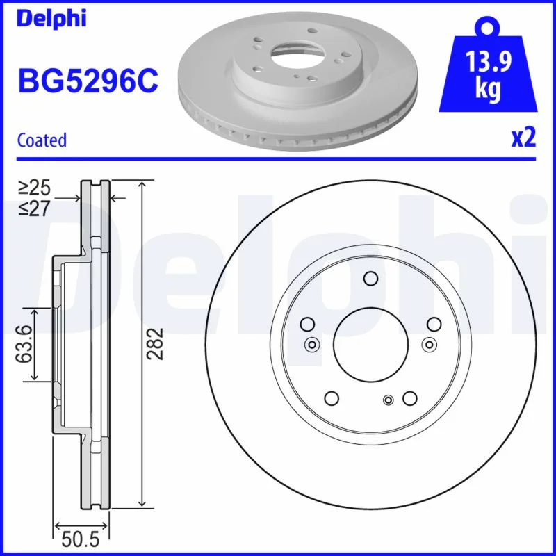 Delphi Jeu de 2 disques de frein peints
