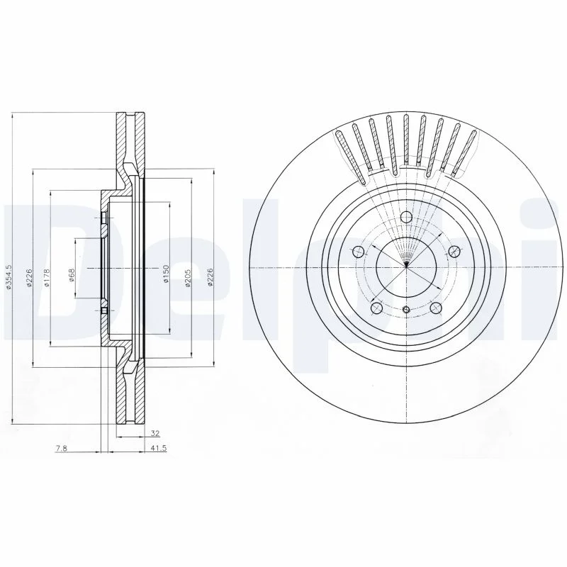 DELPHI disque de frein peint unitaire