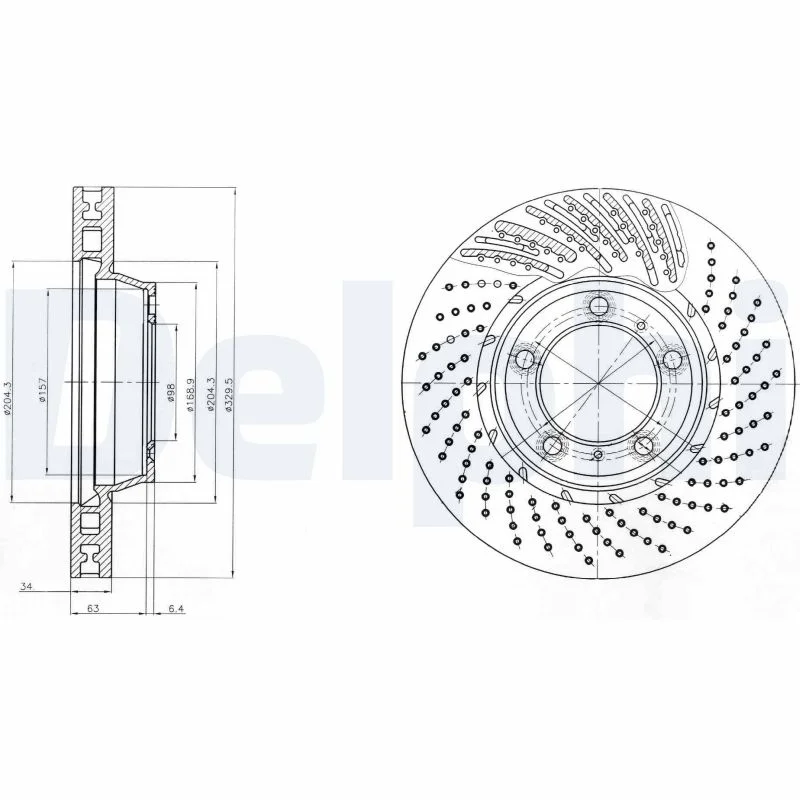 DELPHI disque de frein peint unitaire