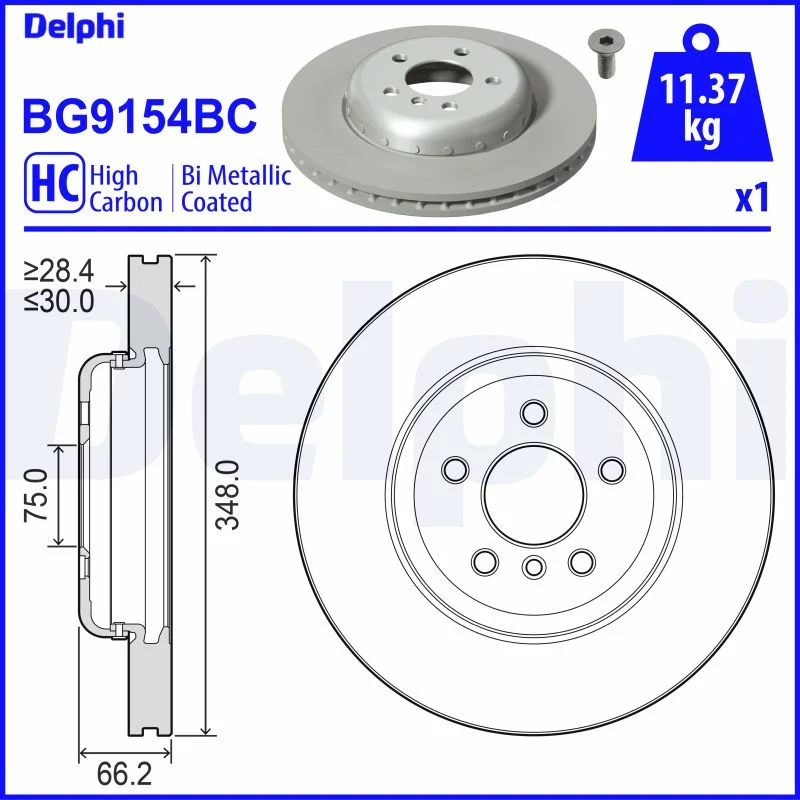 DELPHI disque de frein bimétallique, unitaire