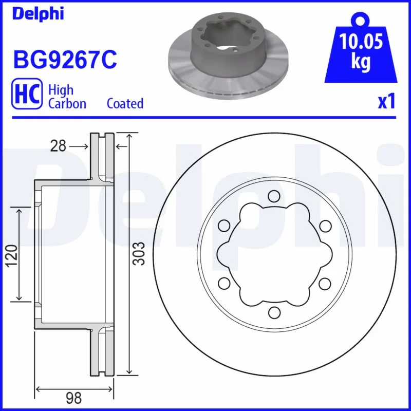 DELPHI disque de frein peint unitaire