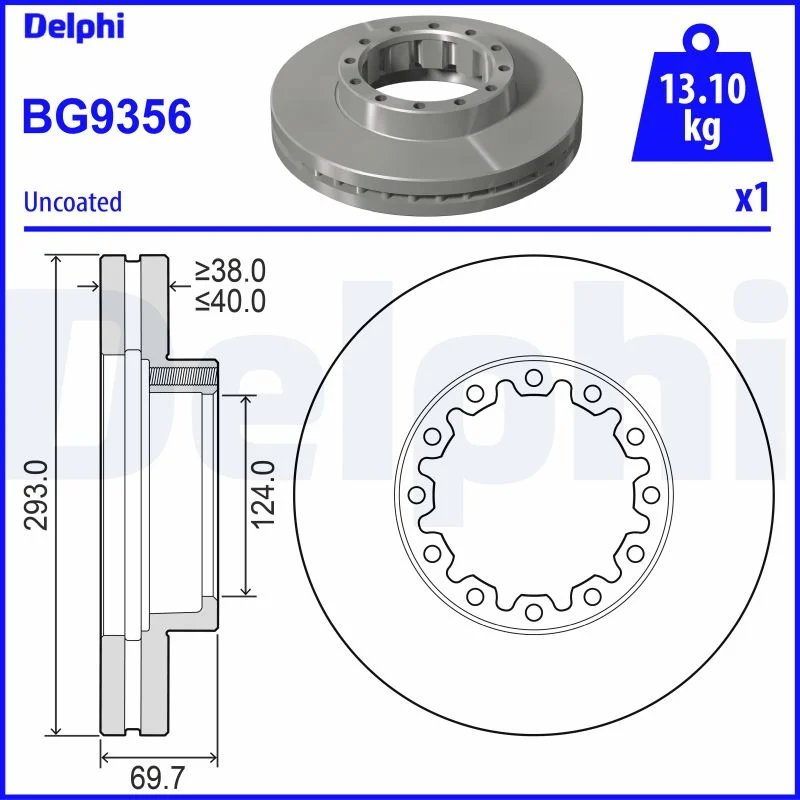 DELPHI disque de frein unitaire