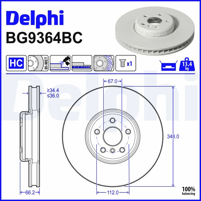 DELPHI disque de frein bimétallique unitaire