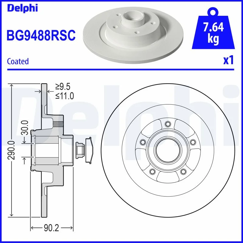 DELPHI disque de frein avec roulement, peint
