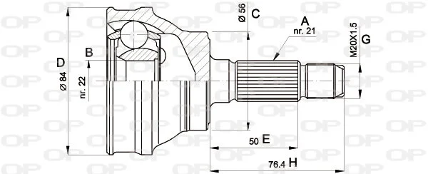 Open Parts Joint homocinétique avant côté roue