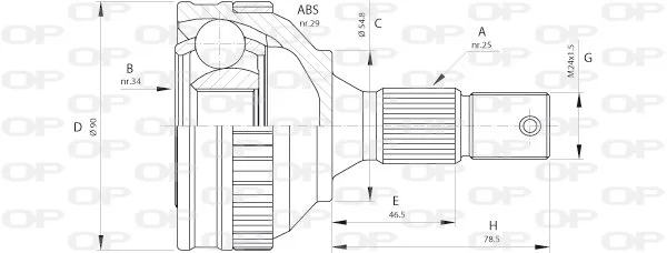 Open Parts Joint homocinétique avant côté roue