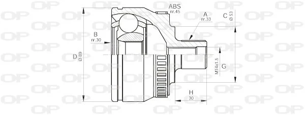 Open Parts Joint homocinétique avant côté roue
