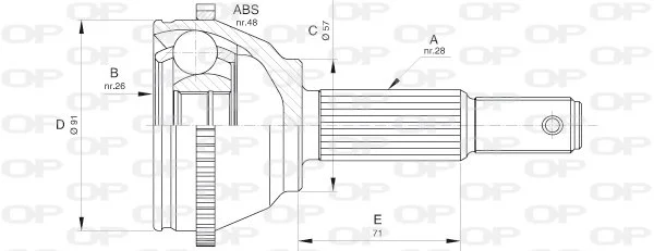 Open Parts Joint homocinétique arrière côté roue