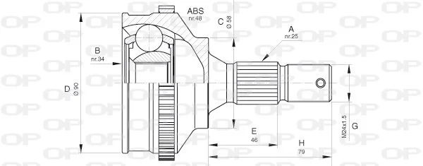 Open Parts Joint homocinétique avant côté roue