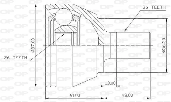 Open Parts Joint homocinétique avant côté roue