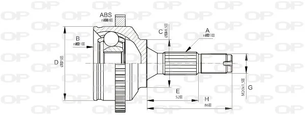 Open Parts Joint homocinétique avant côté roue