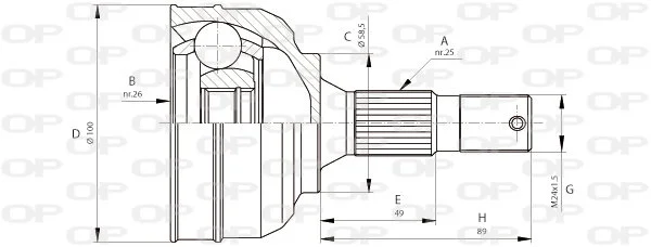 Open Parts Joint homocinétique avant côté roue