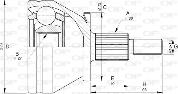Open Parts Joint homocinétique avant côté roue