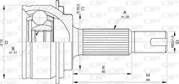 Open Parts Joint homocinétique avant côté roue