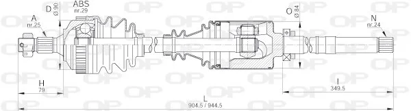 Open Parts Cardan neuf sans consigne avec ABS avant droit