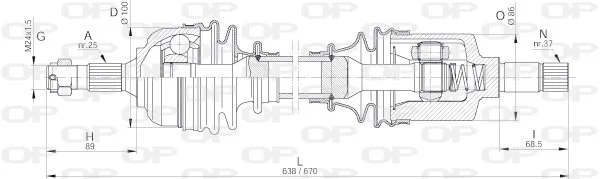 Open Parts Cardan neuf sans consigne - essieu avant gauche