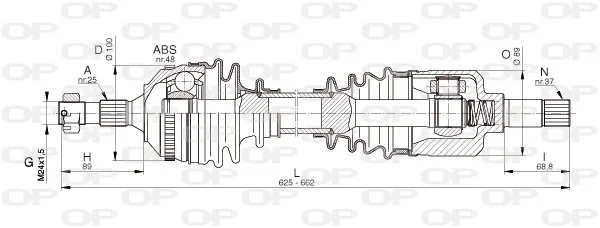 Open Parts Cardan neuf sans consigne avec ABS - essieu avant gauche