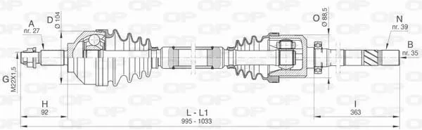 Open Parts cardan avant droit