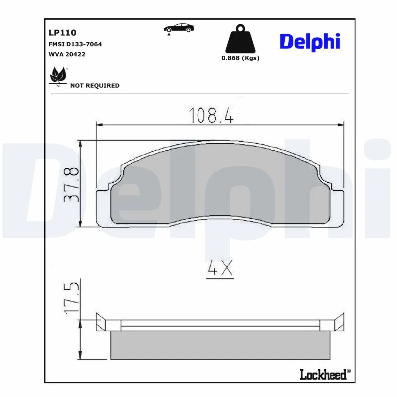 DELPHI jeu de plaquettes de frein