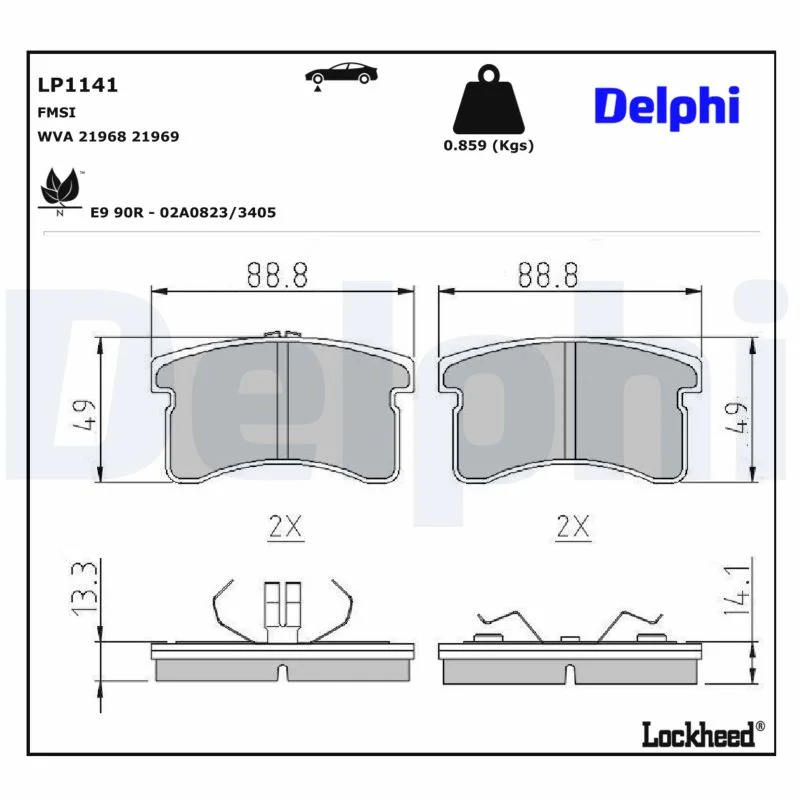 DELPHI jeu de plaquettes de frein