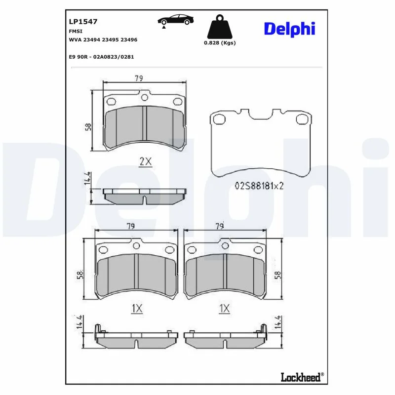 Delphi Jeu de plaquettes de frein