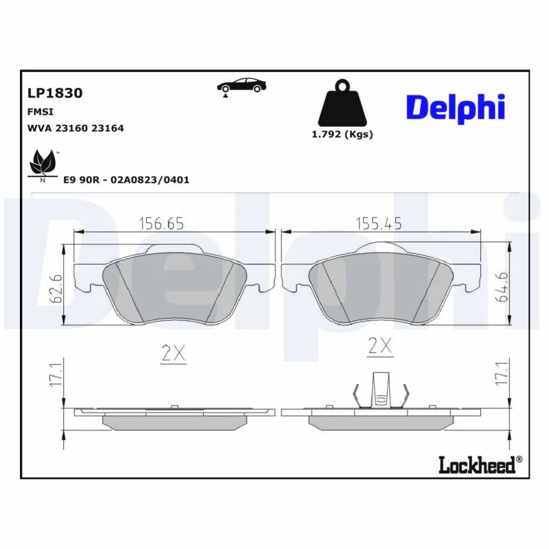 Delphi Jeu de plaquettes de frein