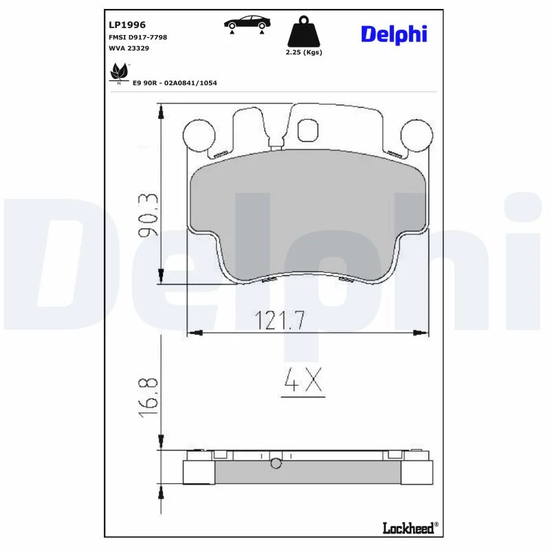 DELPHI jeu de plaquettes de frein