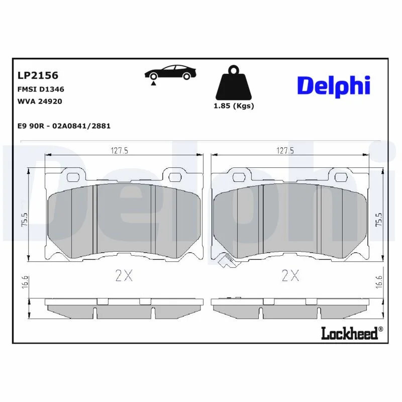 DELPHI jeu de plaquettes de frein