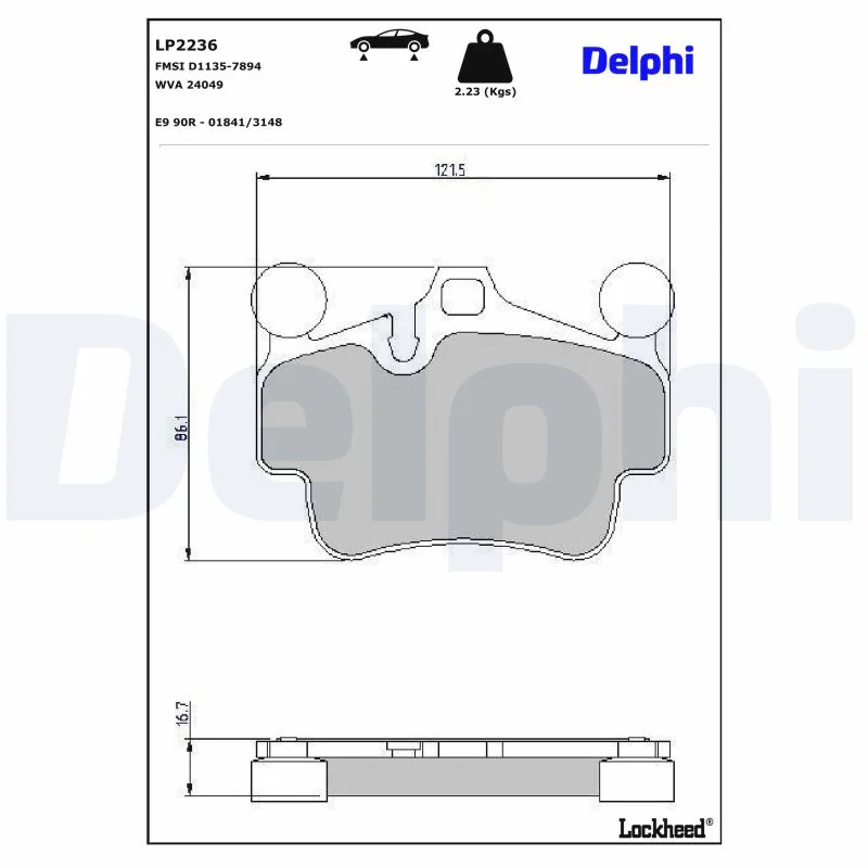 DELPHI jeu de plaquettes de frein