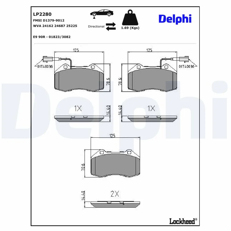 DELPHI jeu de plaquettes de frein