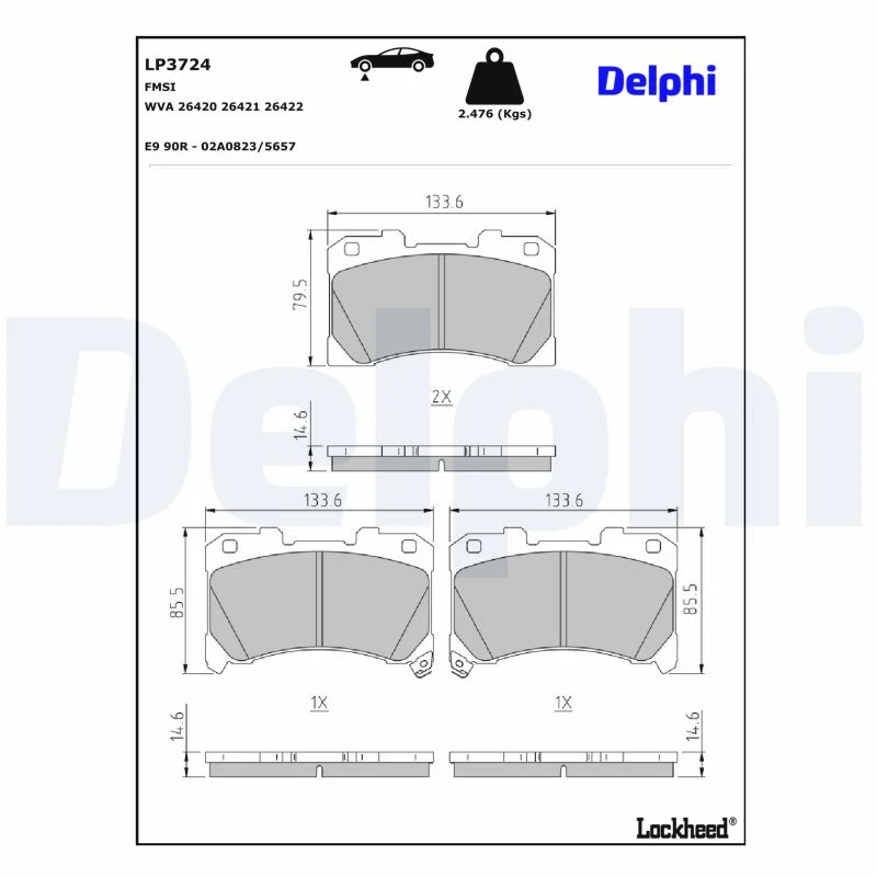 Delphi Jeu de plaquettes de frein