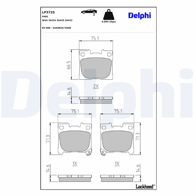 DELPHI jeu de plaquettes de frein