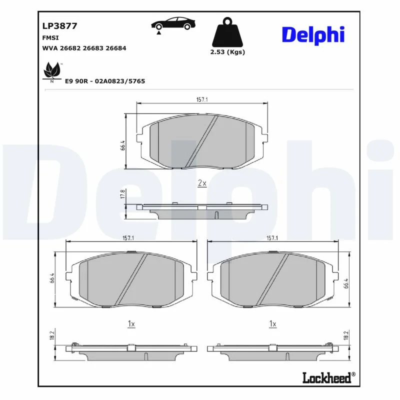 DELPHI jeu de plaquettes de frein