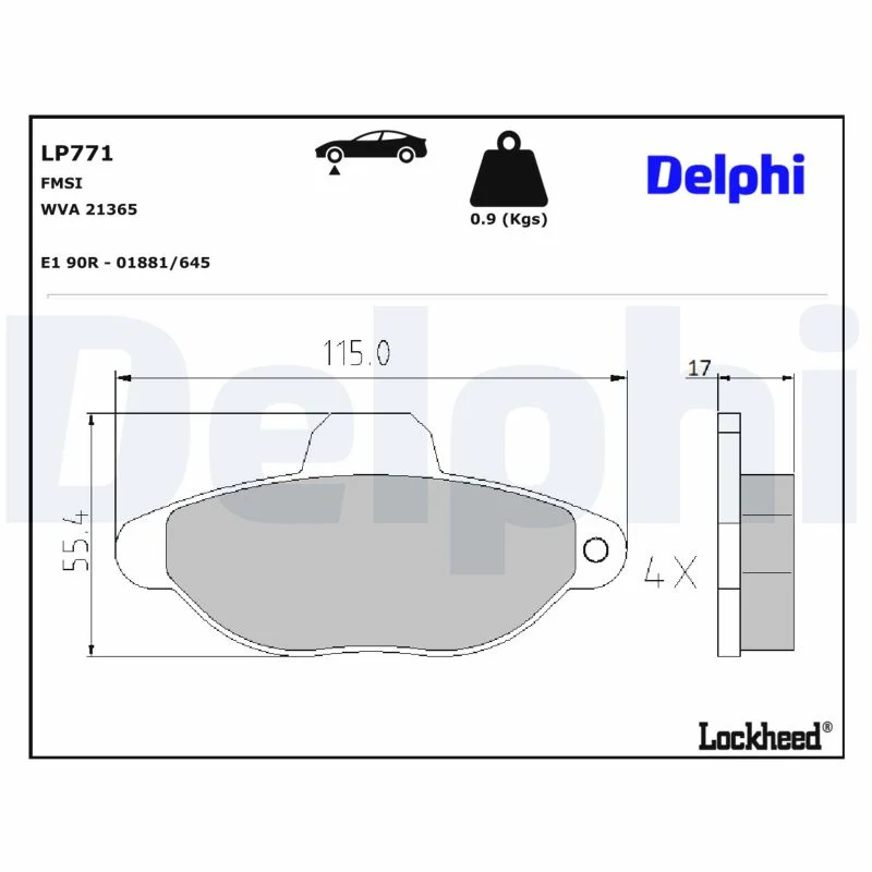 DELPHI jeu de plaquettes de frein