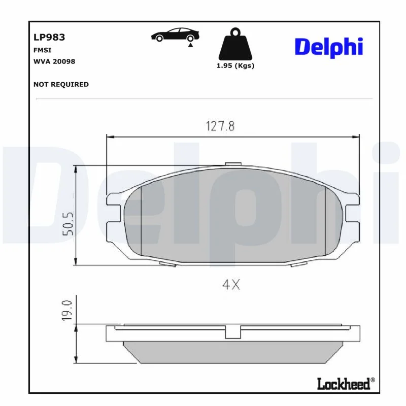 DELPHI jeu de plaquettes de frein